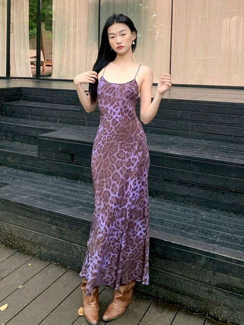 Animal Print Spaghetti Straps Maxi Dress